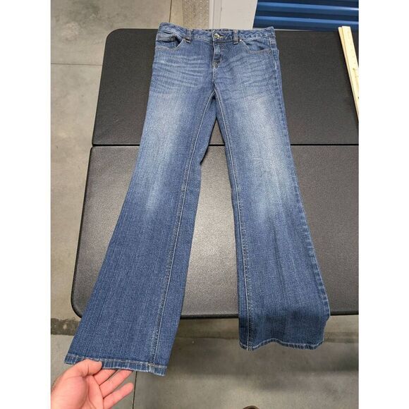 Justice Premium Jeans Simply Low Medium Wash Blue Jeans Bootcut Leg Kids 14R - Picture 2 of 9